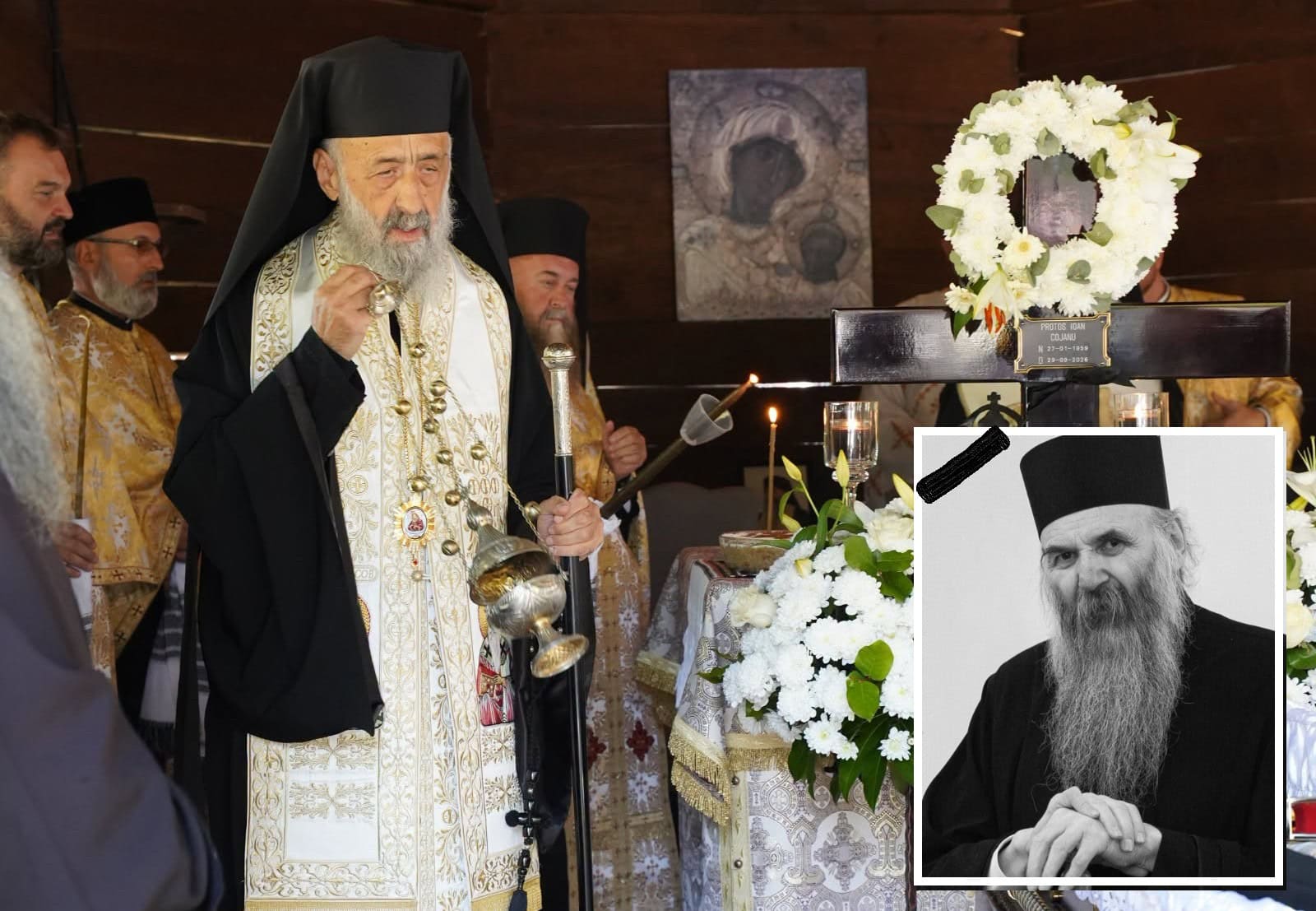 FOTO: Părintele Ioan, condus pe ultimul drum la Mănăstirea Valea Popii din Alba Iulia, de număr mare de preoți și credin