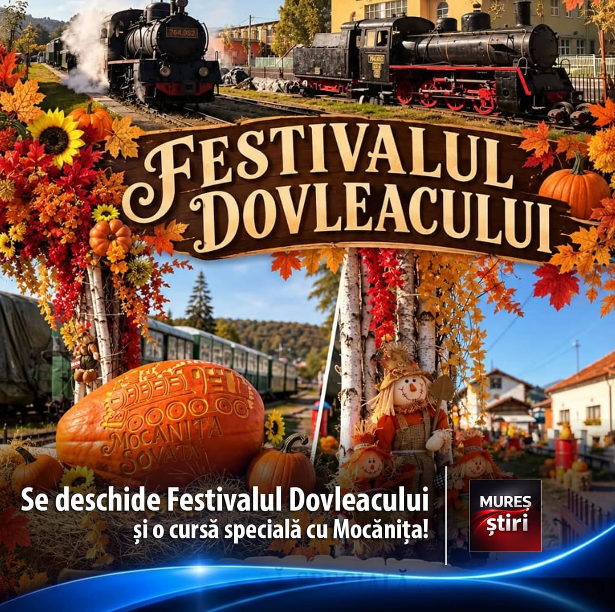 Gara Mică Sovata: se deschide Festivalul Dovleacului și o cursă specială cu Mocănița
