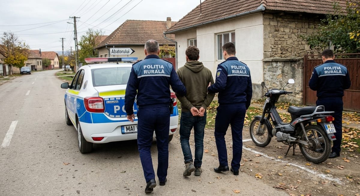 Gilău: fostul partener a bătut și jefuit fosta parteneră pe stradă, prins pe un moped fără permis