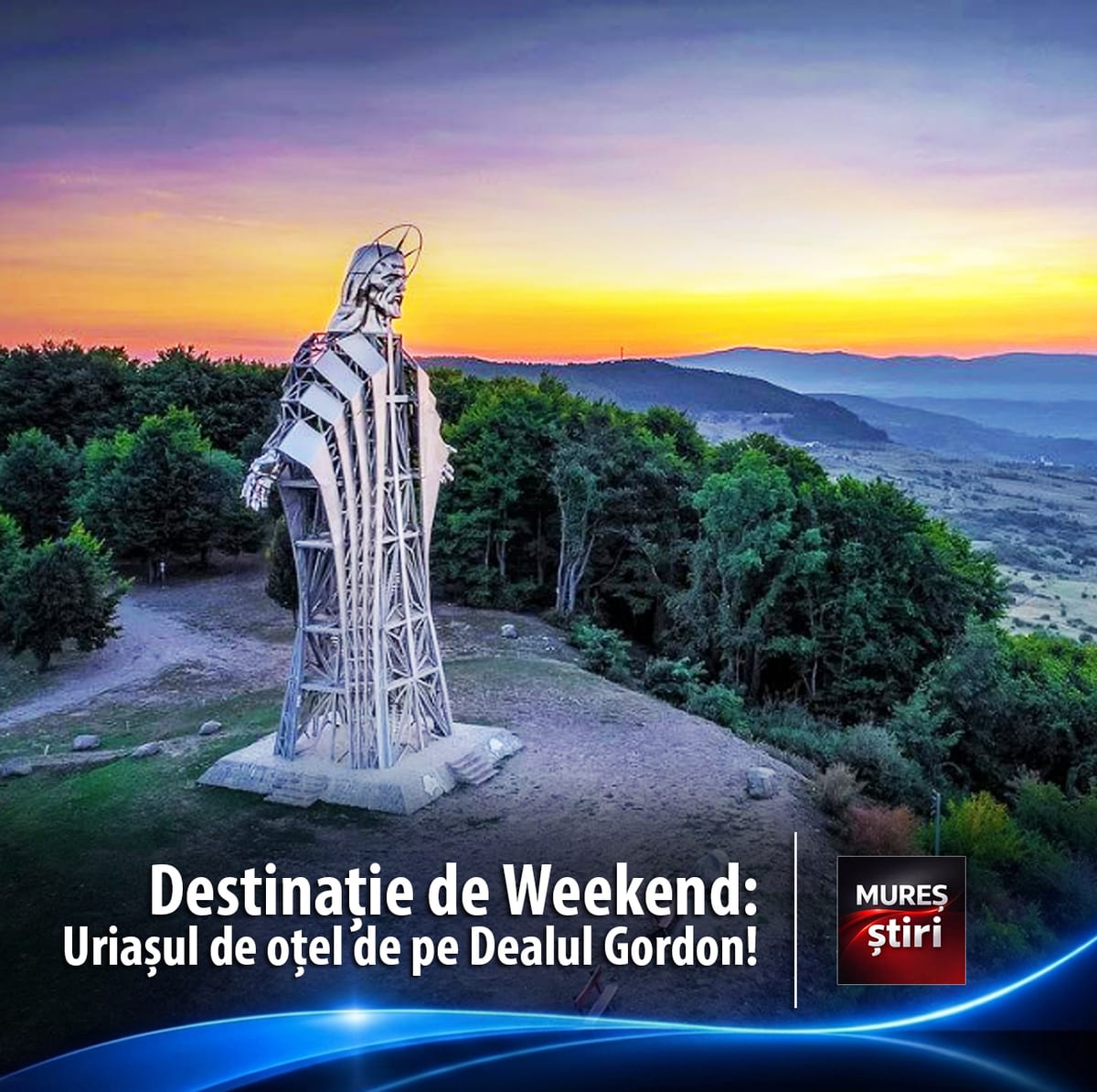 Harghita: statuia Inima lui Iisus de pe Dealul Gordon, de peste 22 de metri, din oțel inoxidabil