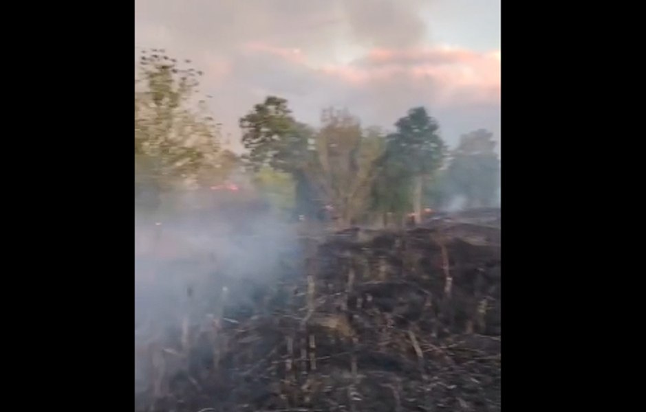 Incendiu pe platforma fostului combinat siderurgic din Hunedoara. Au ars 15 hectare cu vegetaţie uscată