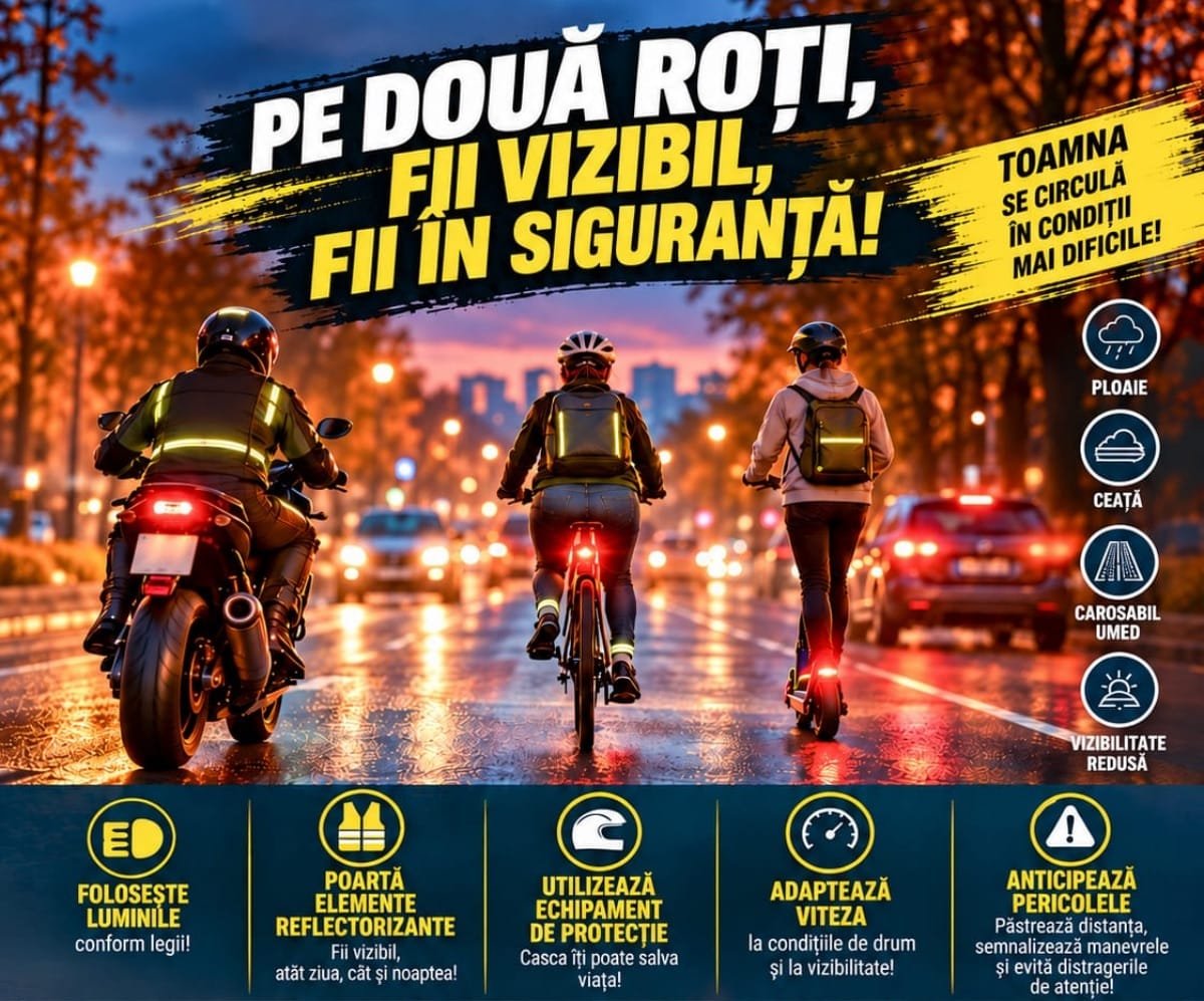 IPJ Cluj avertizează bicicliștii și utilizatorii de trotinete: toamna, pericol pe două roți