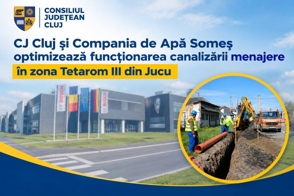 Jucu: licitație pentru canalizare nouă în zona Tetarom III, investiție de 1 milion de lei