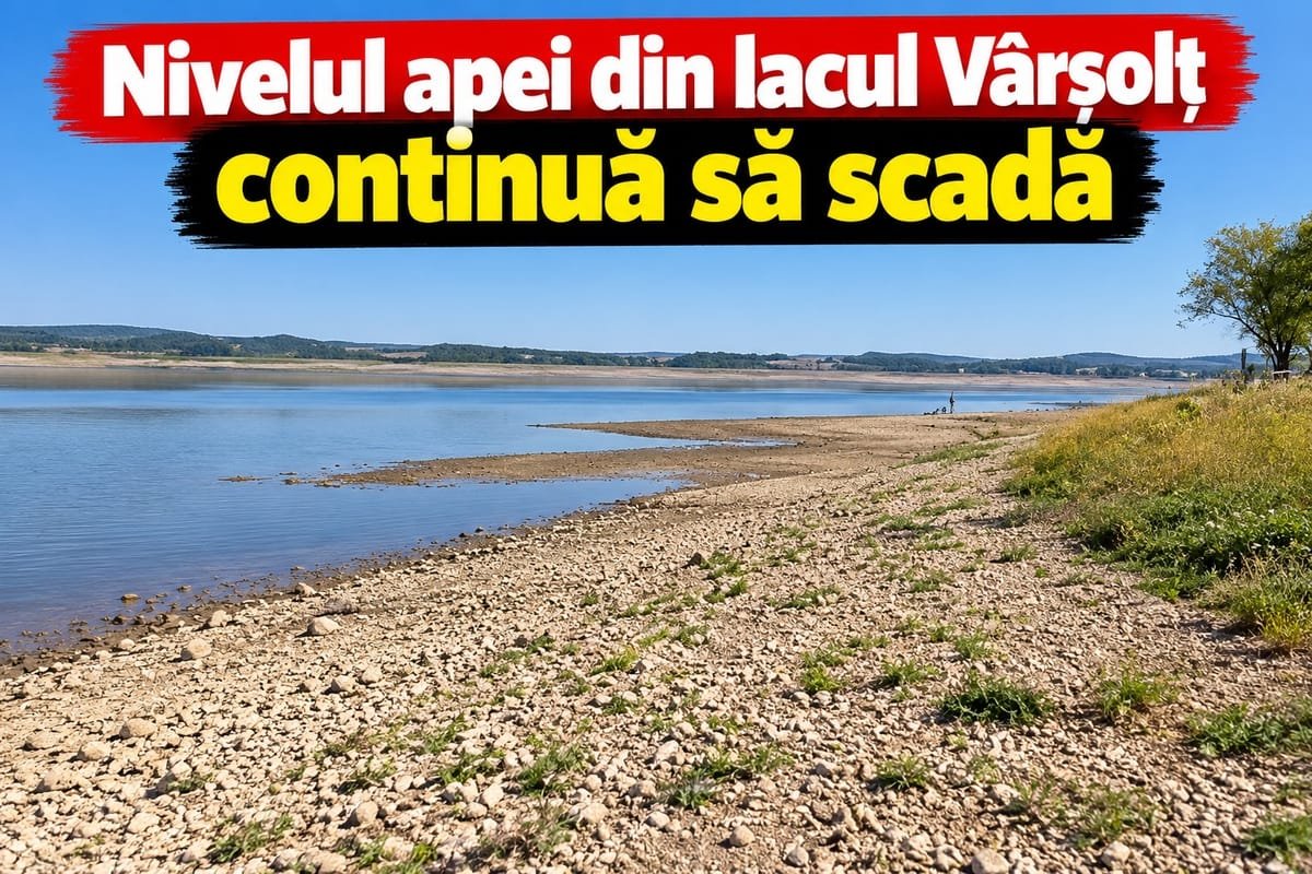 Lacul Vârșolț: nivelul apei continuă să scadă din cauza secetei extreme