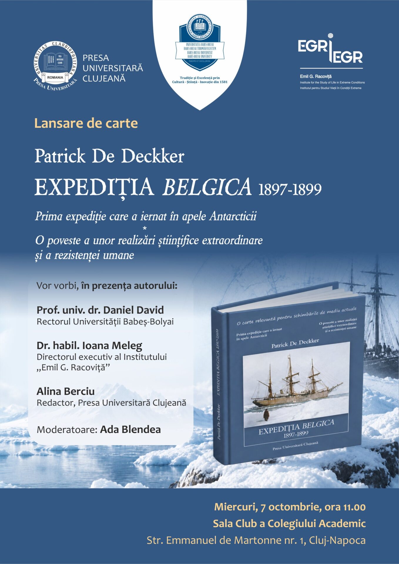Lansarea volumului „Expediția Belgica 1897–1899”, de Patrick De Deckker: Un triumf al științei, al rezistenței umane și
