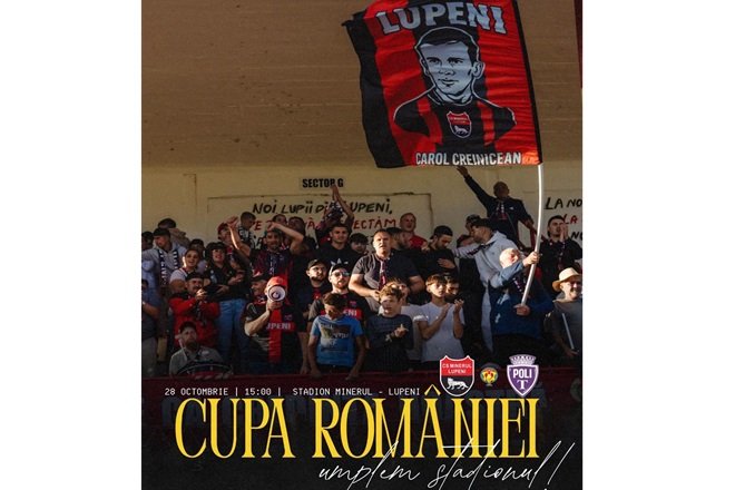Lupeni: Minerul întâlnește Politehnica Timișoara în Cupa României, meci transmis în direct