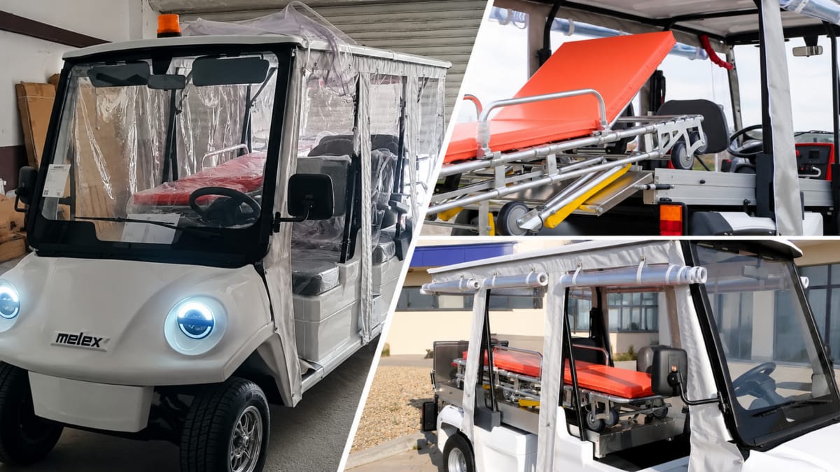 Mașinuță electrică pentru transportul pacienților pe targă, la Spitalul Municipal Târnăveni