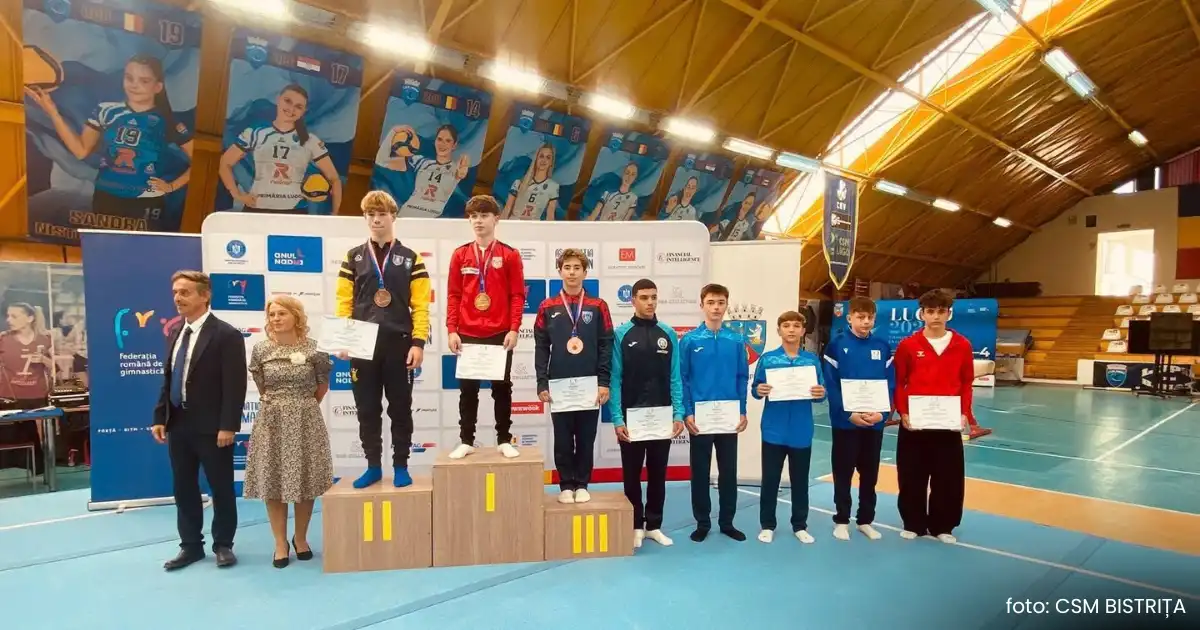 Medaliați la Campionatul Național de gimnastică masculină, sportivii CSM Bistrița au cucerit noi clasări pe podium