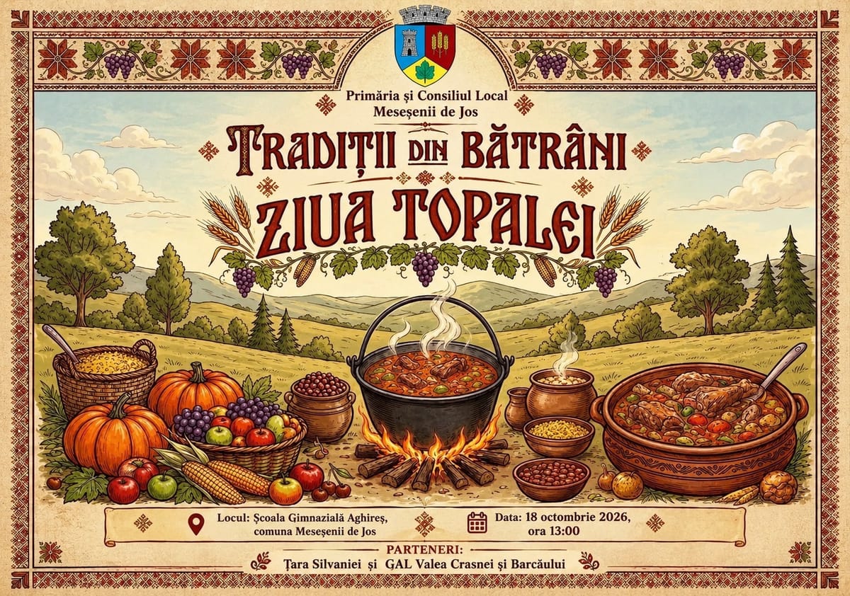 Meseșenii de Jos organizează Ziua Topalei, la Aghireș, duminică, 18 octombrie, cu tradiții gastronomice