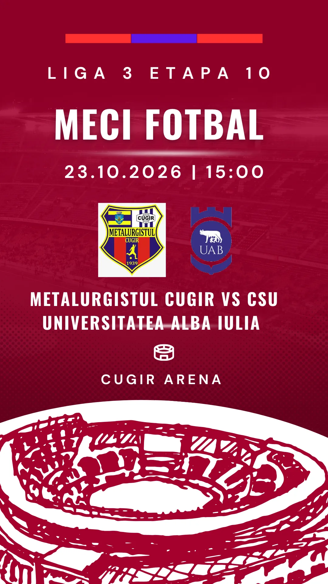 Metalurgistul Cugir întâlnește vineri, de la ora 15:00, CS Universitatea Alba Iulia, în etapa 10 a Ligii 3