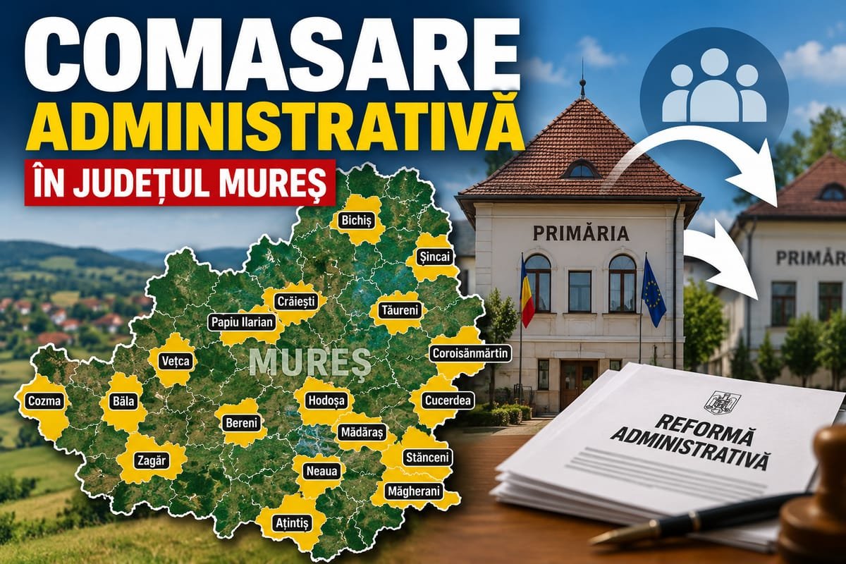 Mureș: 18 comune cu maximum 1.500 de locuitori, vizate de comasare administrativă