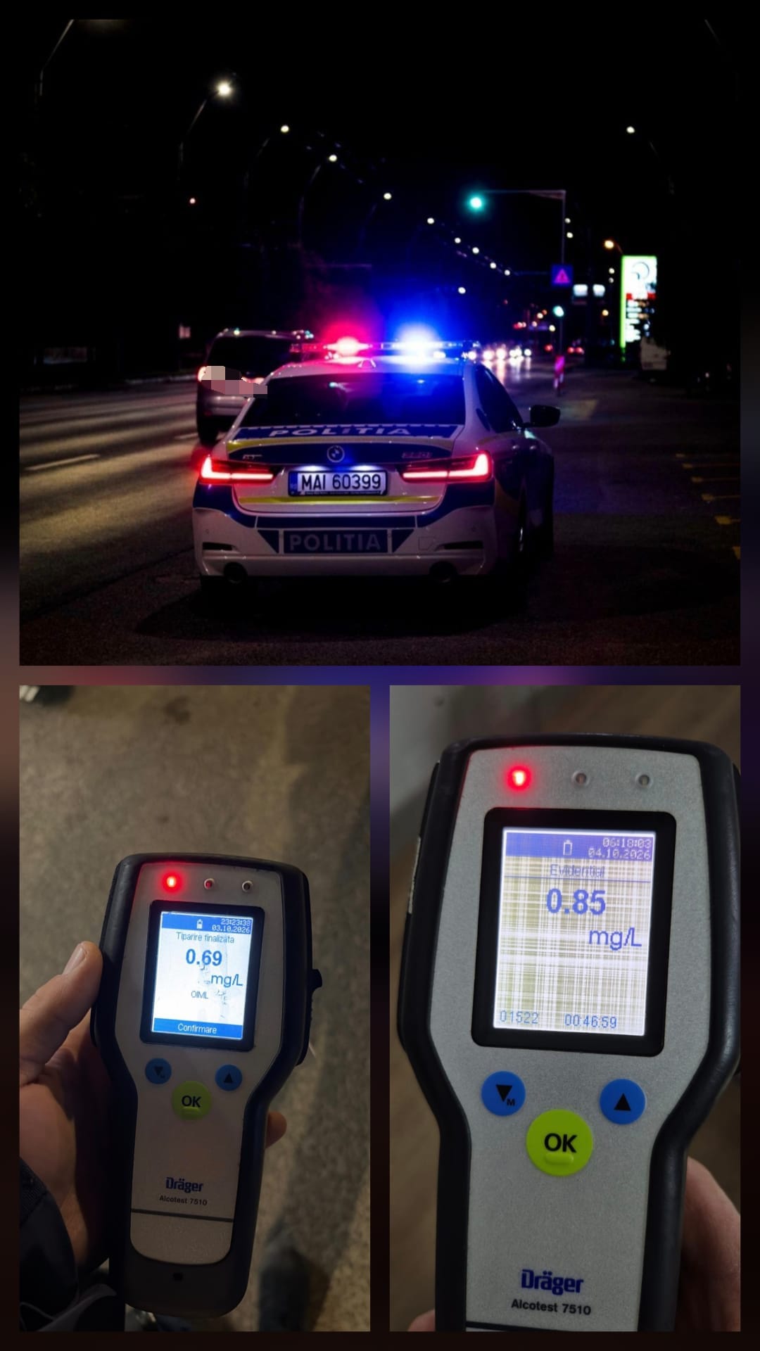 ÎN ULTIMELE 24 DE ORE POLIȚIȘTII MARAMUREȘENI AU SCOS DIN TRAFIC TREI ȘOFERI AFLAȚI SUB INFLUENȚA ALCOOLULUI