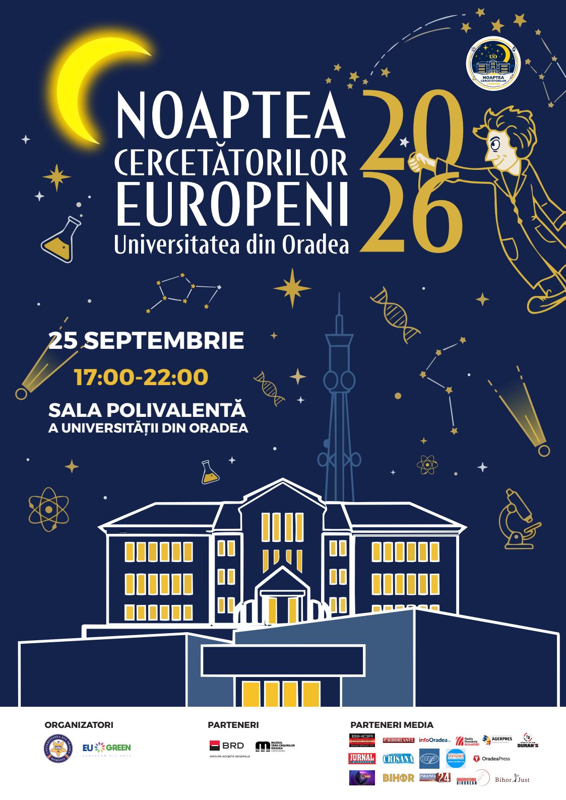 Noaptea Cercetătorilor Europeni revine la Oradea. Laboratoare deschise, tehnologii și știință pentru public