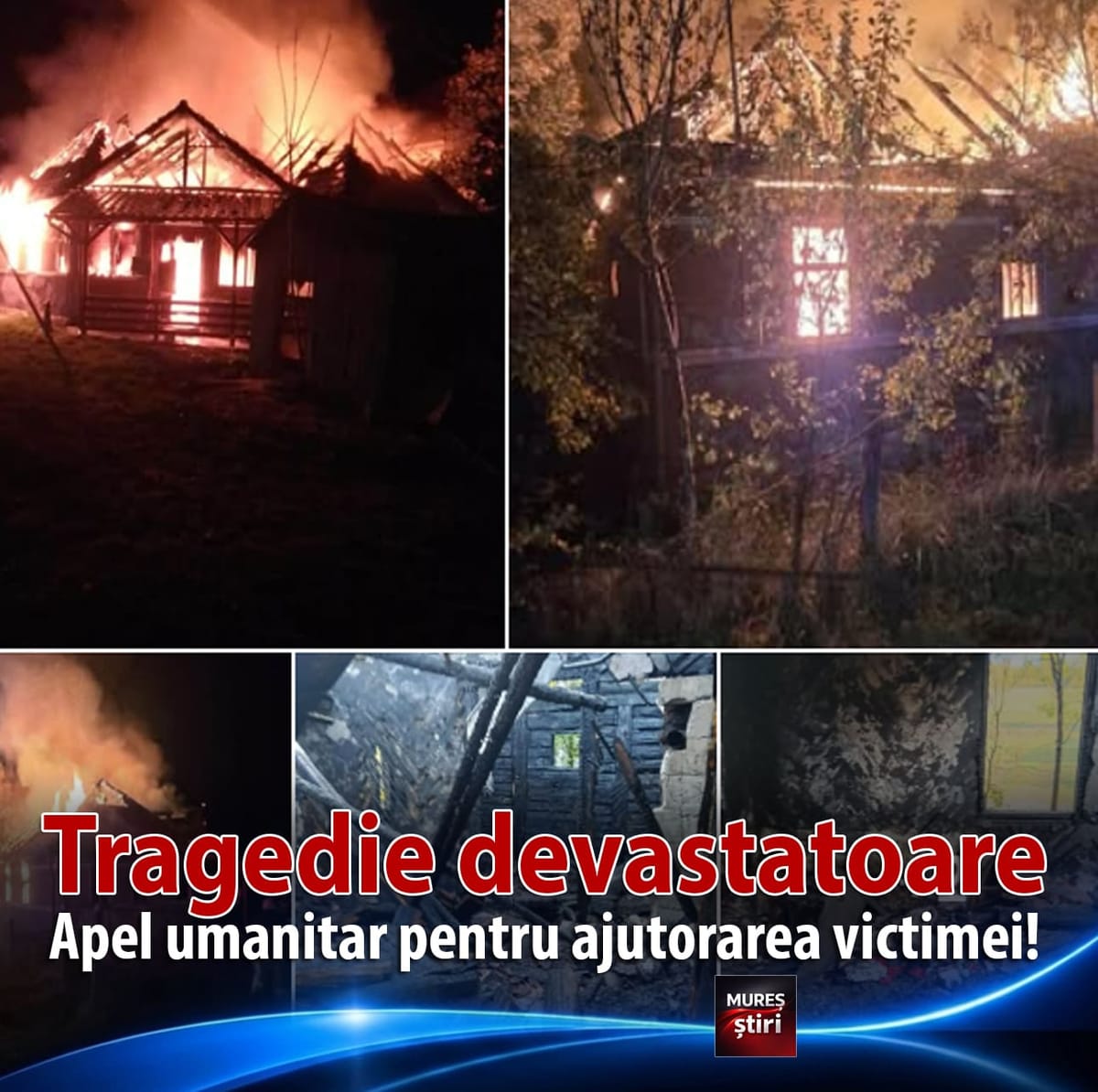 O gospodărie a fost distrusă de flăcări. Apel umanitar pentru ajutorarea victimei