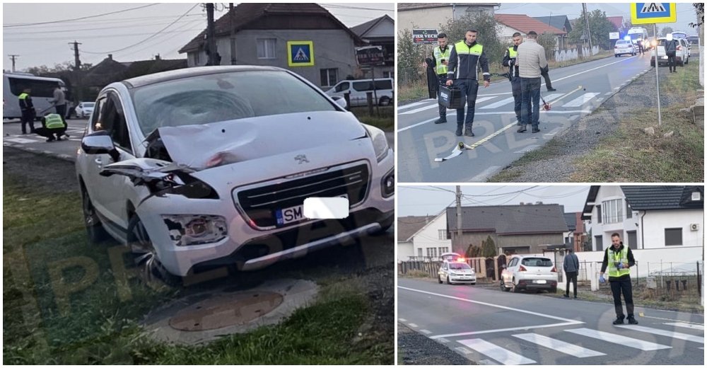 Odoreu: pieton lovit de o mașină pe DN 19, transportat la Urgență după accident