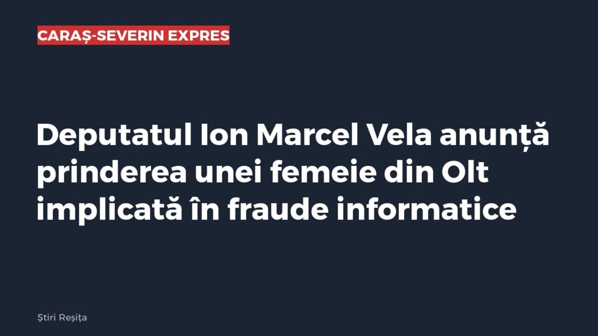 Olt: o femeie implicată în fraude informatice, prinsă, anunță deputatul Ion Marcel Vela