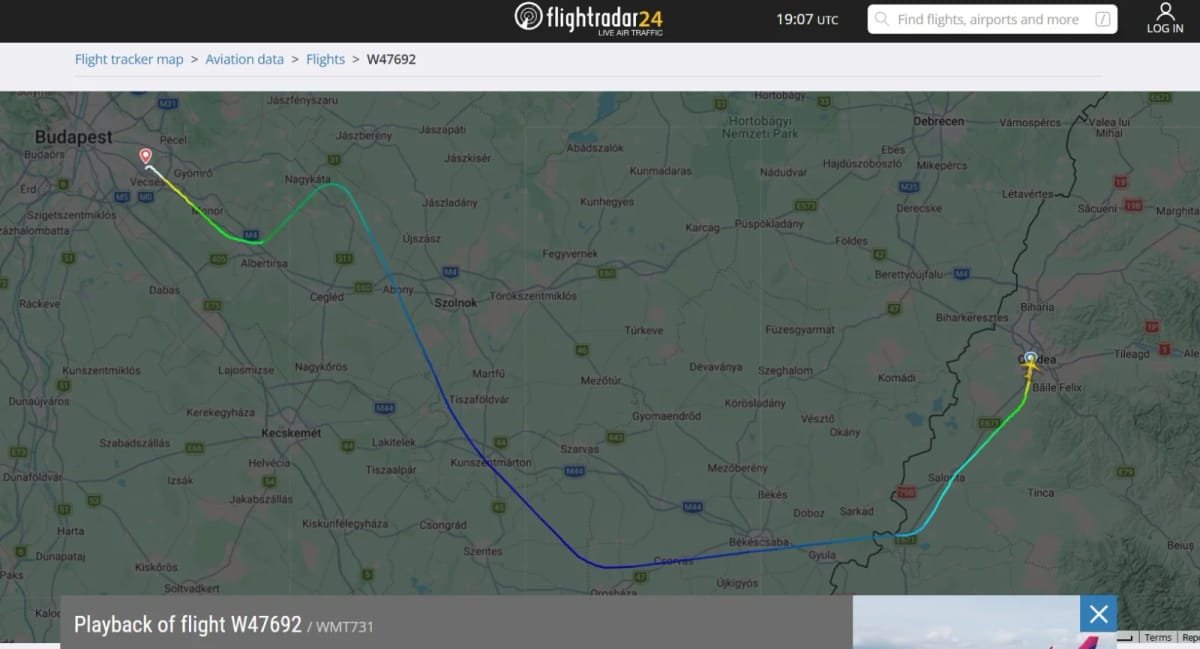 Oradea: avionul Wizz Air plecat spre Bergamo a fost deviat spre Budapesta din cauza unei defecțiuni tehnice