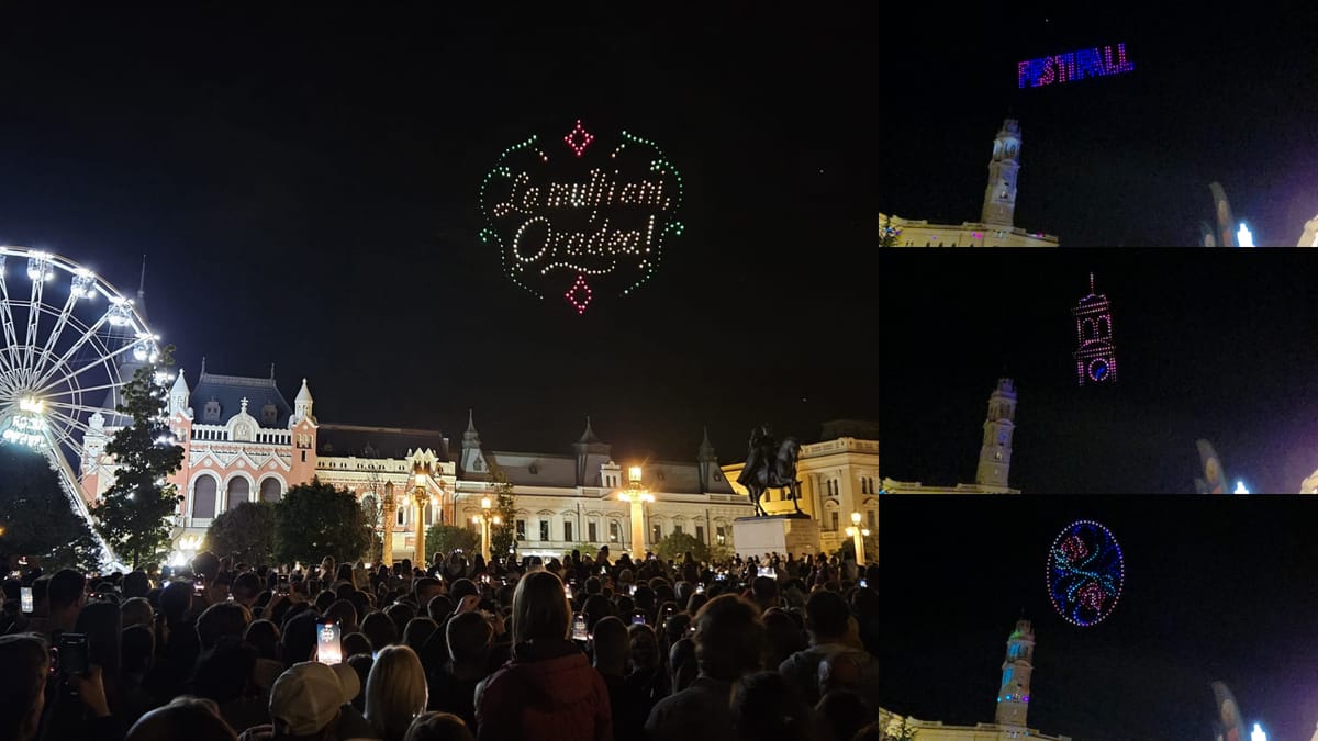 Oradea: cerul orașului devine scena unui joc de lumini cu drone la FestiFall 2026