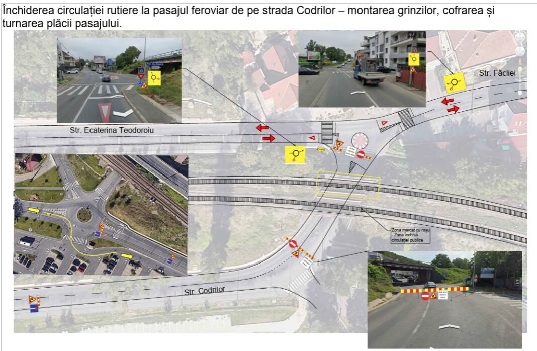 Oradea: circulația pe strada Codrilor, la pasajul feroviar, va fi închisă sâmbătă, între 07:00 și 19:00
