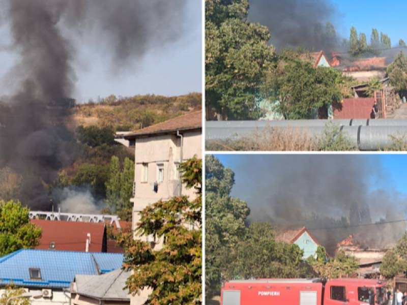 Oradea: incendiu de proporții pe strada Barierei, flăcările s-au extins la mai multe locuințe
