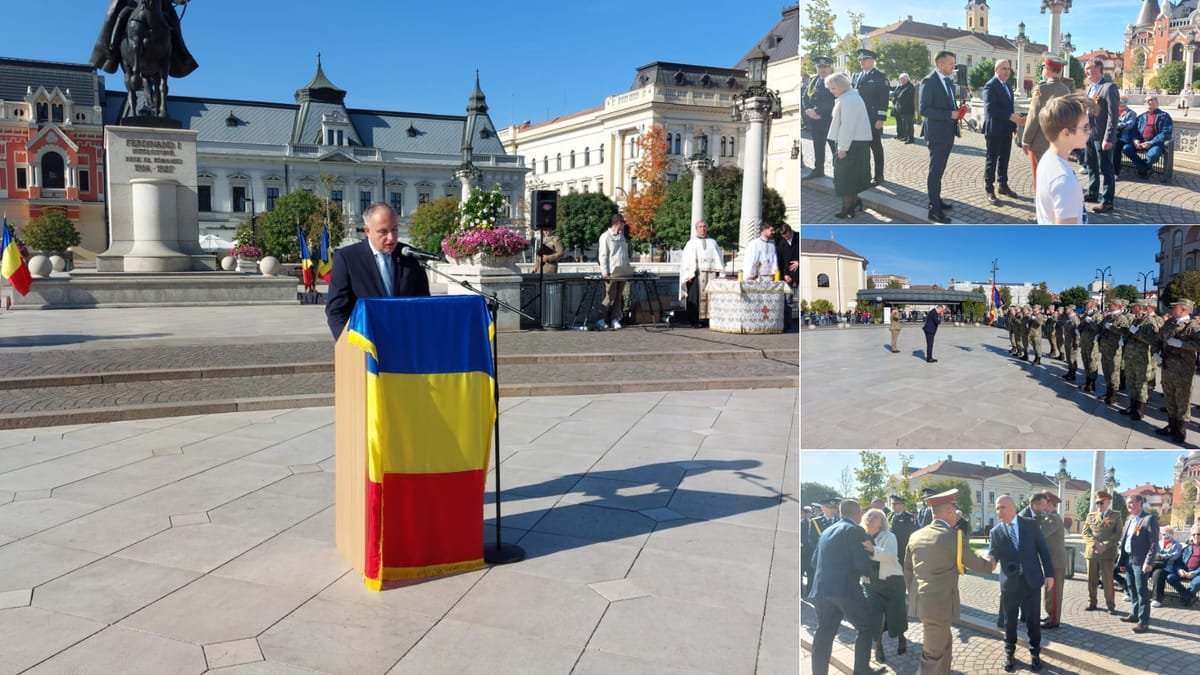 Oradea: Ziua Armatei României, sărbătorită în Piața Unirii, cu prezența fostului premier Ilie Bolojan