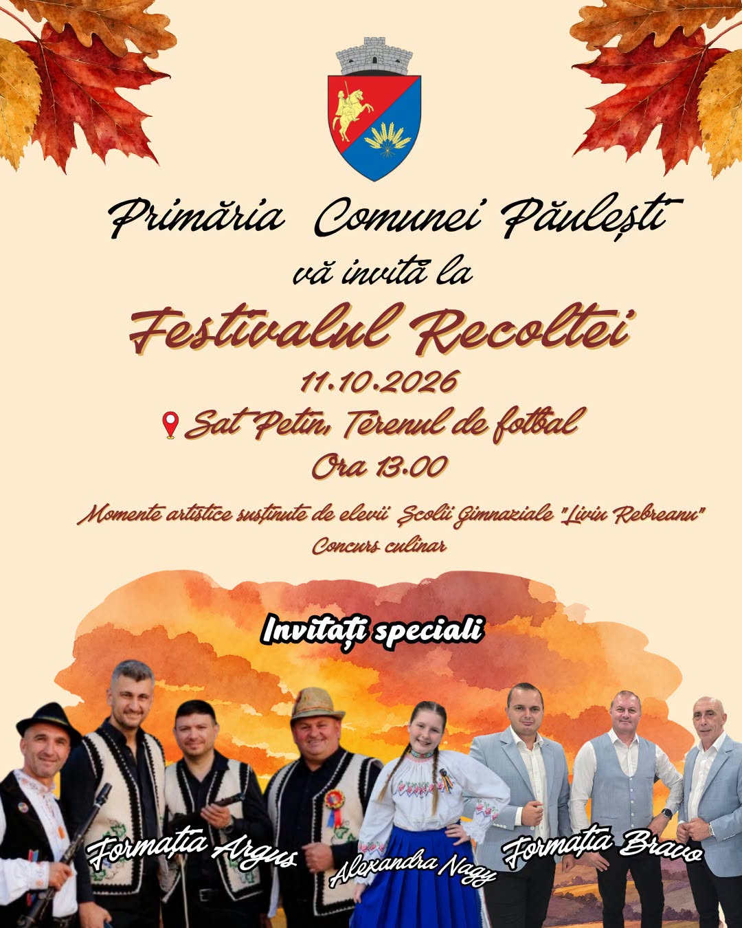 Păulești: Festivalul Recoltei aduce muzică și tradiții la Petin, duminică, 11 octombrie