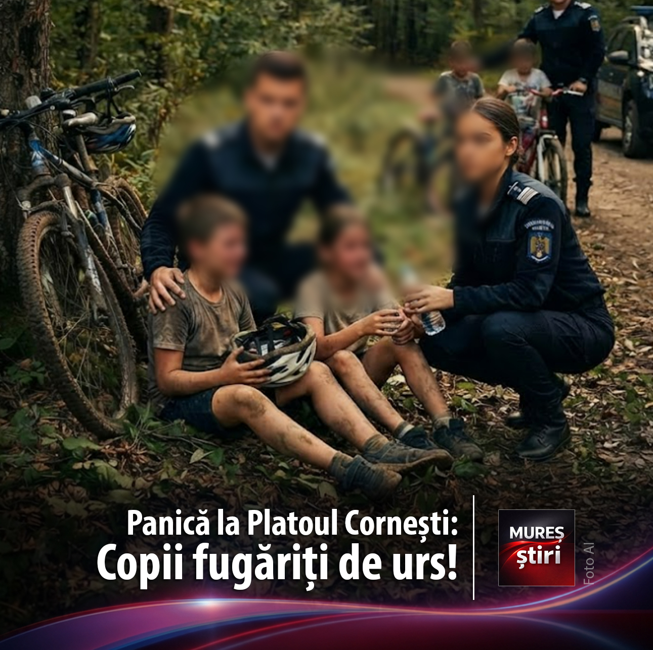 Panică la Platoul Cornești: Copii fugăriți de urs în pădure! Intervenție contră cronometru a jandarmilor mureșeni