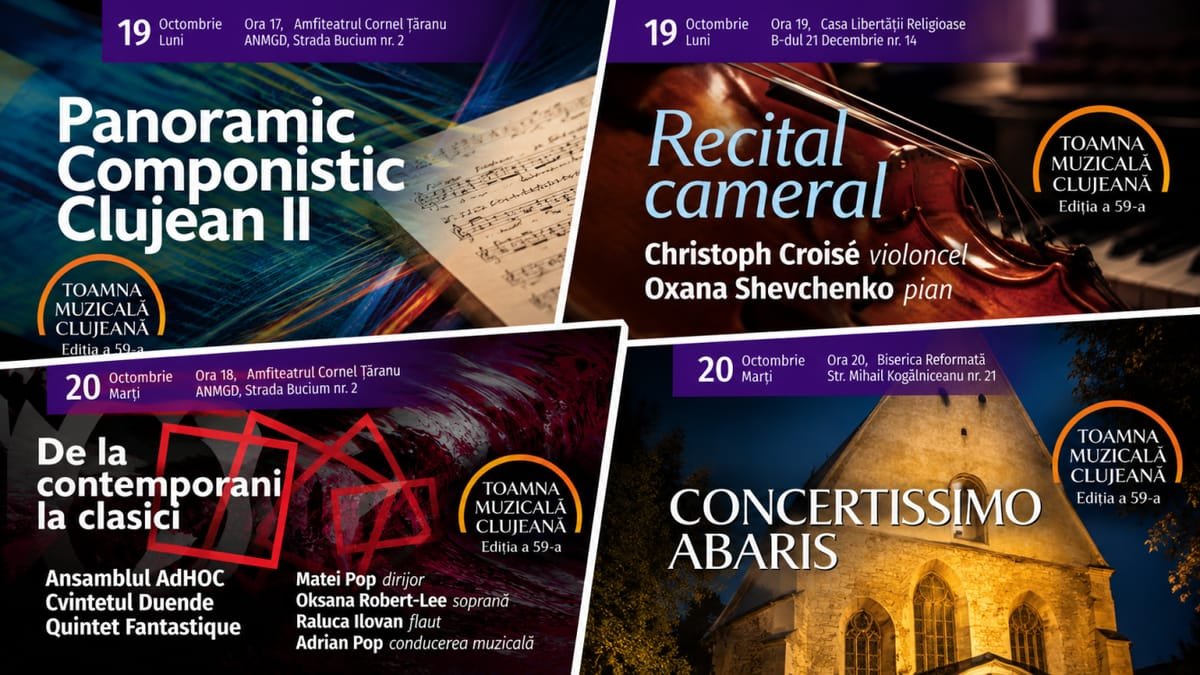 Patru concerte camerale deschid ultima săptămână a Festivalului Toamna Muzicală Clujeană 2026