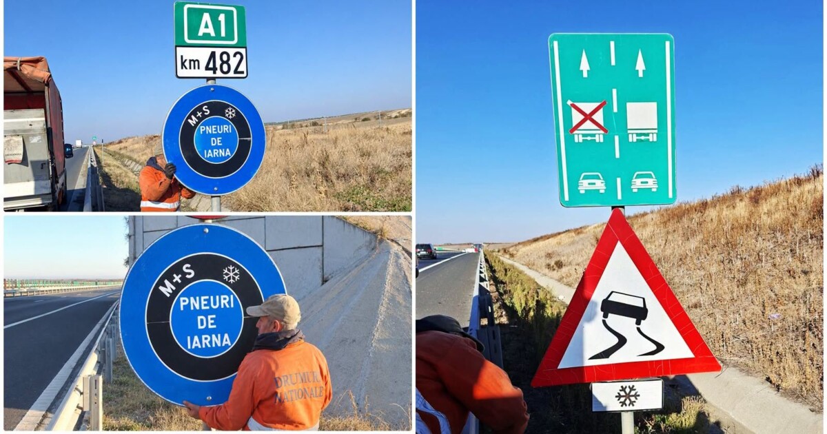 Pe Autostrada A1 au început montarea indicatoarelor pentru sezonul de iarnă, anunță DRDP Timișoara