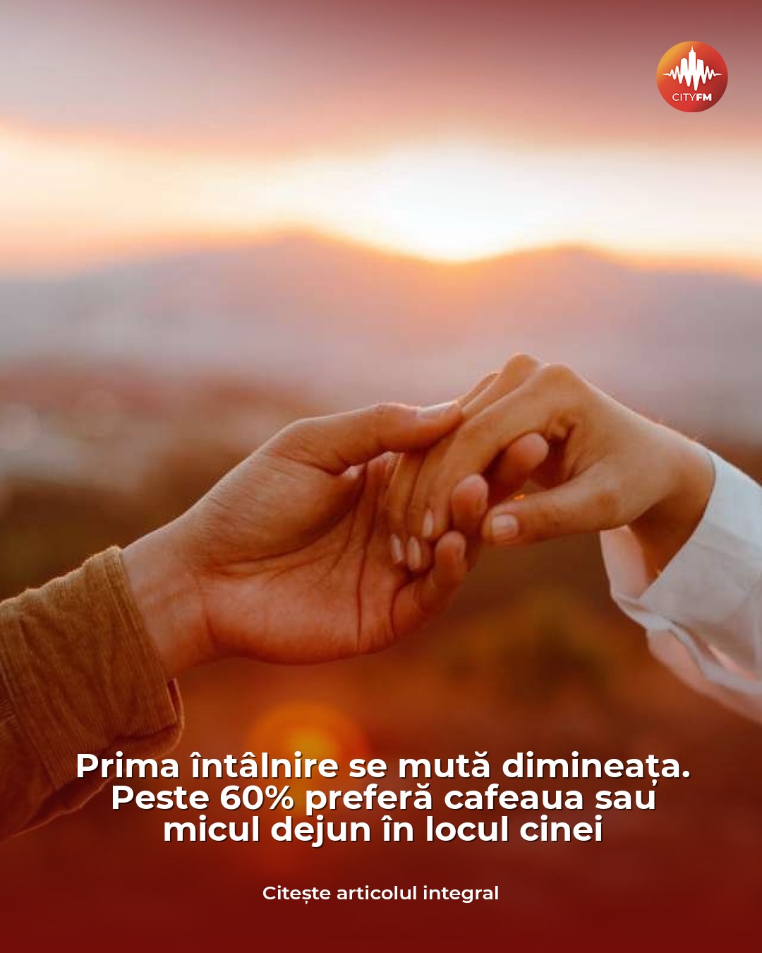 Peste 60% dintre persoanele chestionate preferă cafeaua de dimineață în locul cinei la prima întâlnire