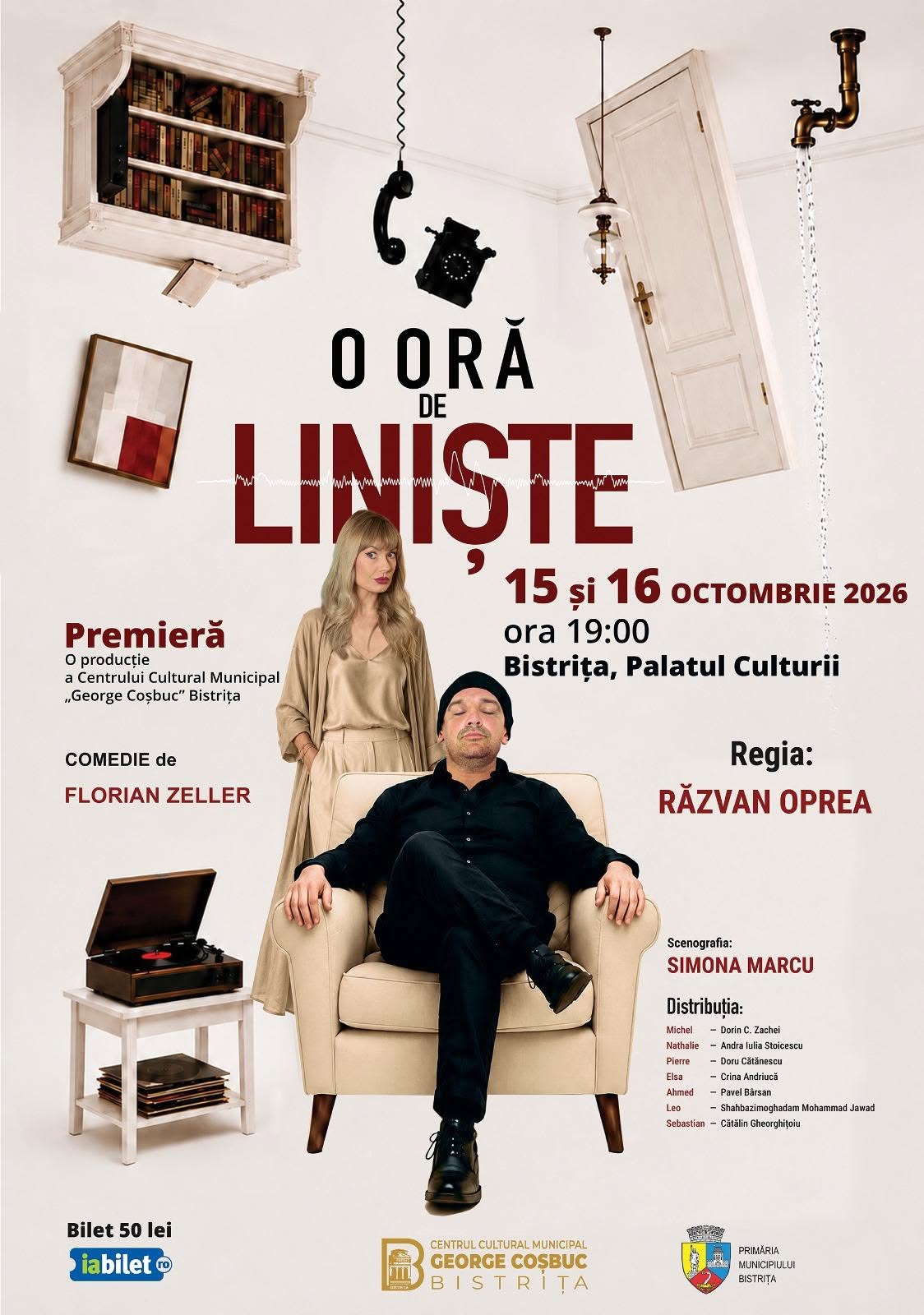 PREMIERĂ teatrală, la Bistrița: „O ORĂ DE LINIŞTE”, o comedie despre cât de greu este să-i asculți cu adevărat pe cei de