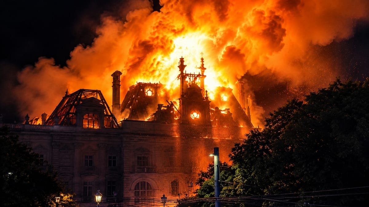 Primăria din Limoges, monument istoric, incendiată la protest; o parte a acoperișului s-a prăbușit