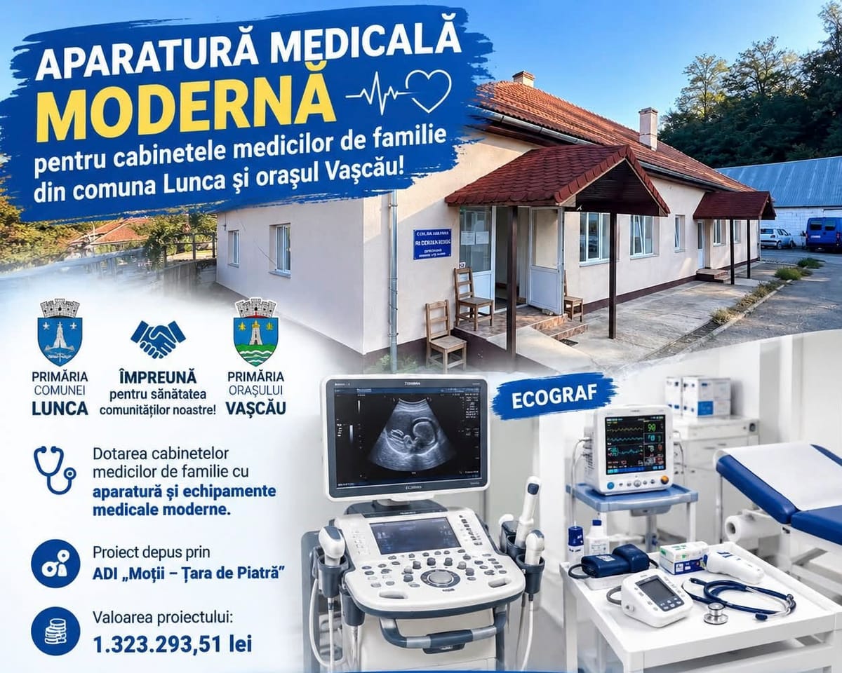 Proiect comun pentru dotarea cu aparatură modernă a dispensarelor medicale din Lunca și Vașcău