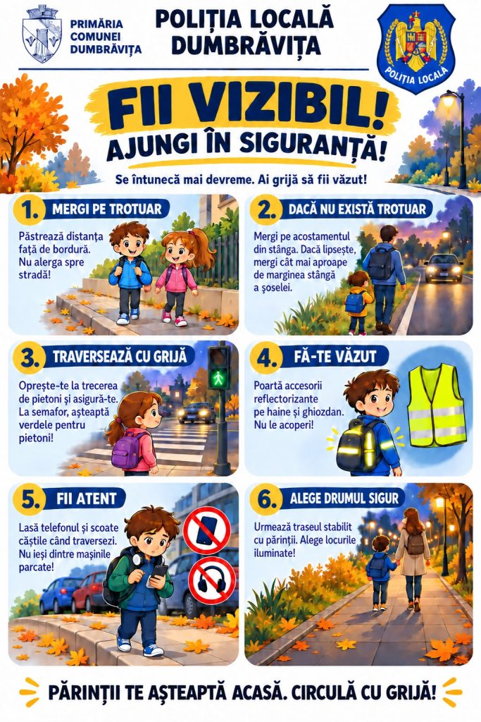 Proiectul „Fii vizibil! Ajungi în siguranță!” vine în sprijinul școlarilor