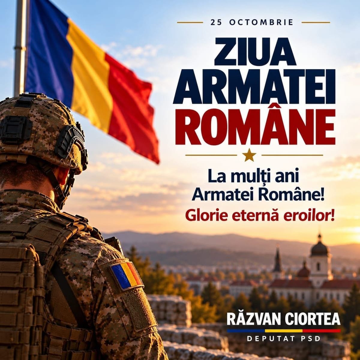 Răzvan Ciortea aduce omagiu militarilor, veteranilor și eroilor care au apărat țara, de Ziua Armatei Române