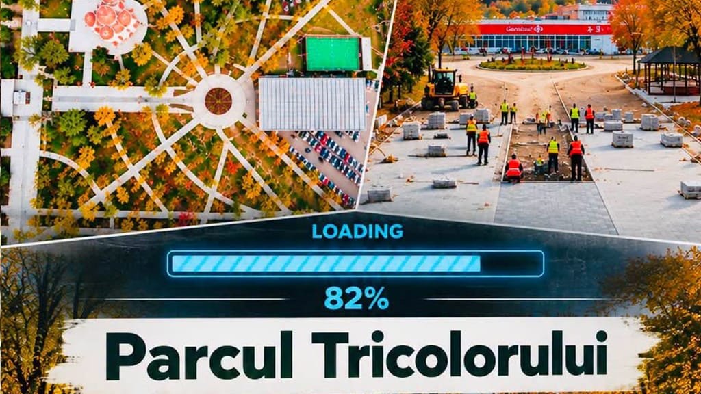 Reșița: lucrările la Parcul Tricolorului au ajuns la 82%, pavarea aleilor este aproape finalizată