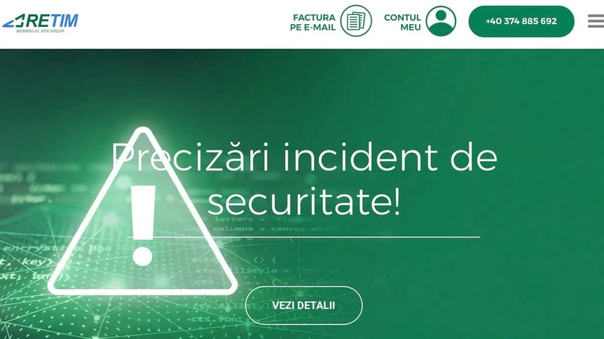 RETIM Ecologic Service, după atacul cibernetic: informare privind incidentul de securitate cu date personale