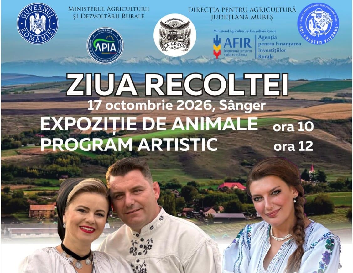 Sânger: Ziua Recoltei pe 17 octombrie, cu expoziție de animale și program artistic