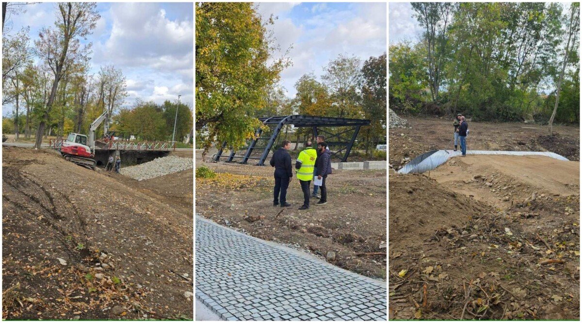 Sebeș: lucrările la Parcul Arini prind contur, cu alei, amfiteatru, skatepark și locuri de joacă