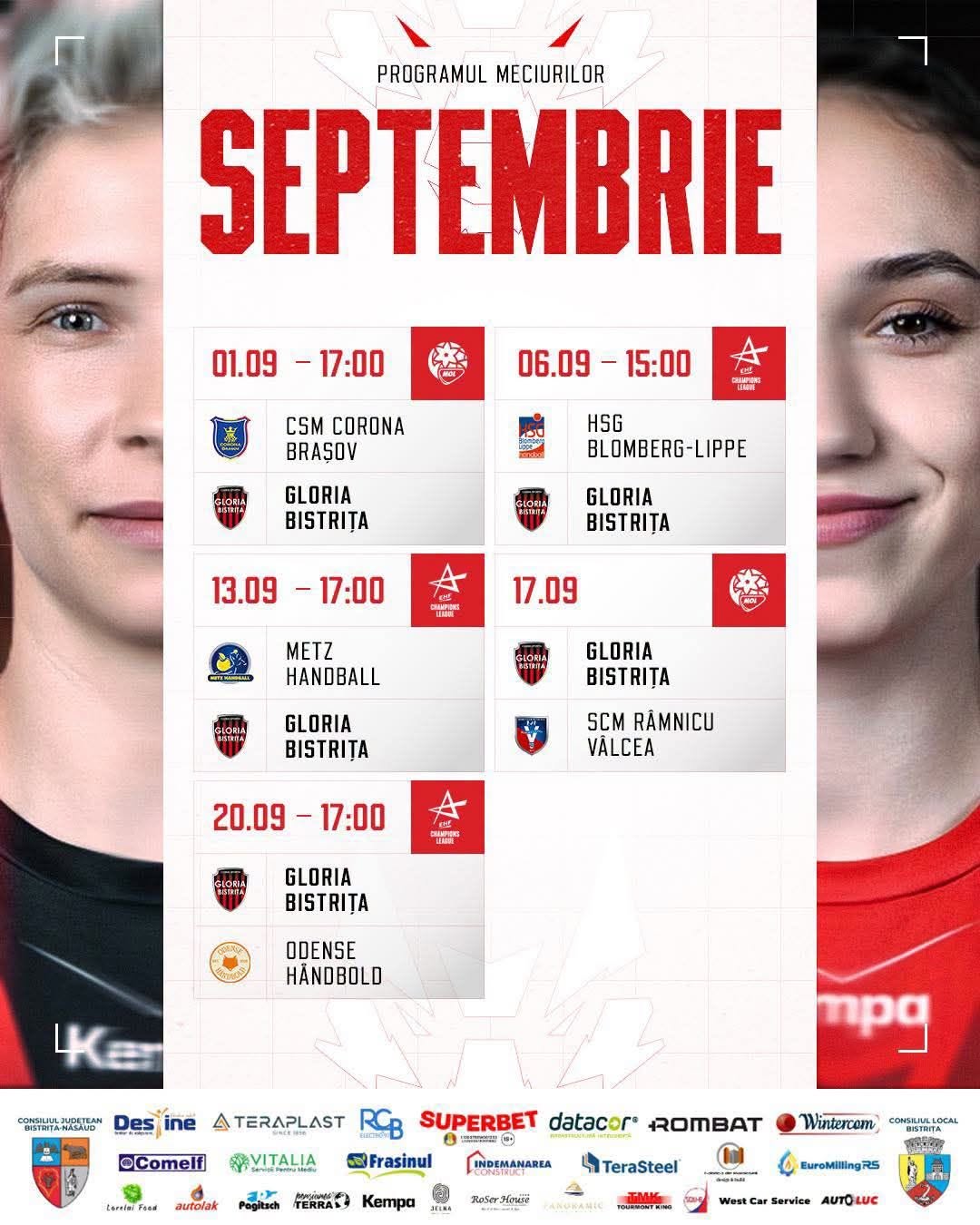 Septembrie de foc pentru Gloria Bistrița: cinci meciuri în 20 de zile, trei în Liga Campionilor
