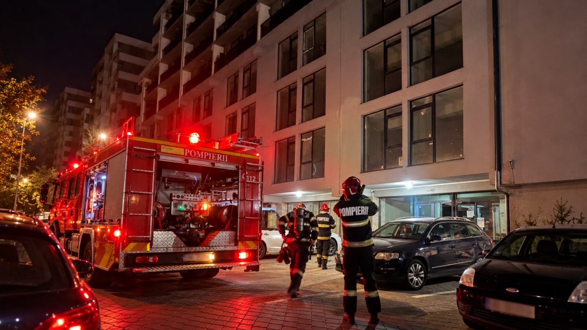 Sibiu, bloc de pe strada Doamna Stanca: scara, acoperită de fum. Pompierii au găsit o femeie de 86 de ani
