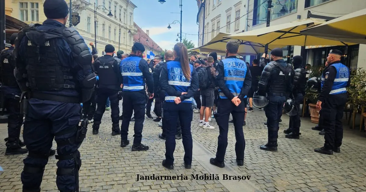 Sibiu: incidente între suporterii Stelei și ai Politehnicii Timișoara, oprite de jandarmi cu gaze lacrimogene