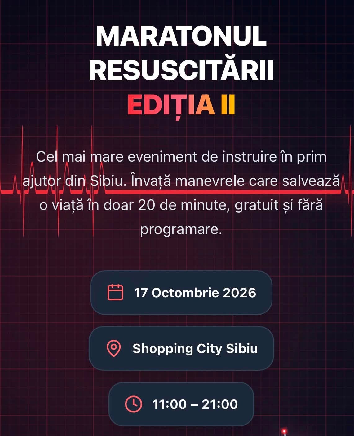 Sibiu: Maratonul Resuscitării revine cu ediția a II-a. Participanții învață gratuit tehnici de prim ajutor