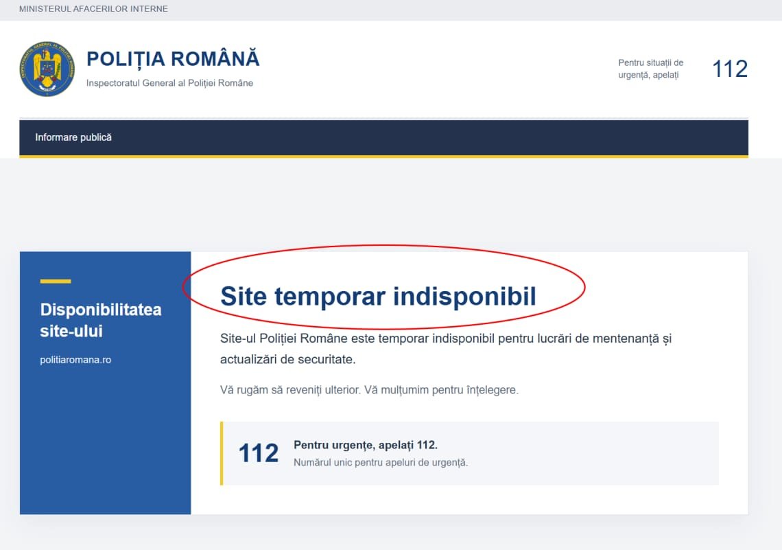 Site-urile Poliției Române și ale altor instituții din România, oprite temporar după o breșă de securitate