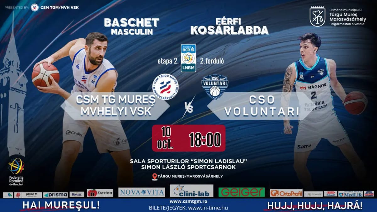 Târgu Mureș: CSM joacă sâmbătă primul meci pe teren propriu din sezon, cu CSO Voluntari