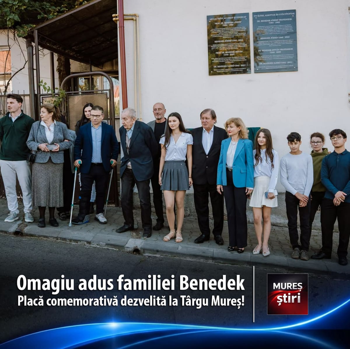 Târgu Mureș: placă comemorativă dezvelită în cinstea familiei Benedek, o familie remarcabilă