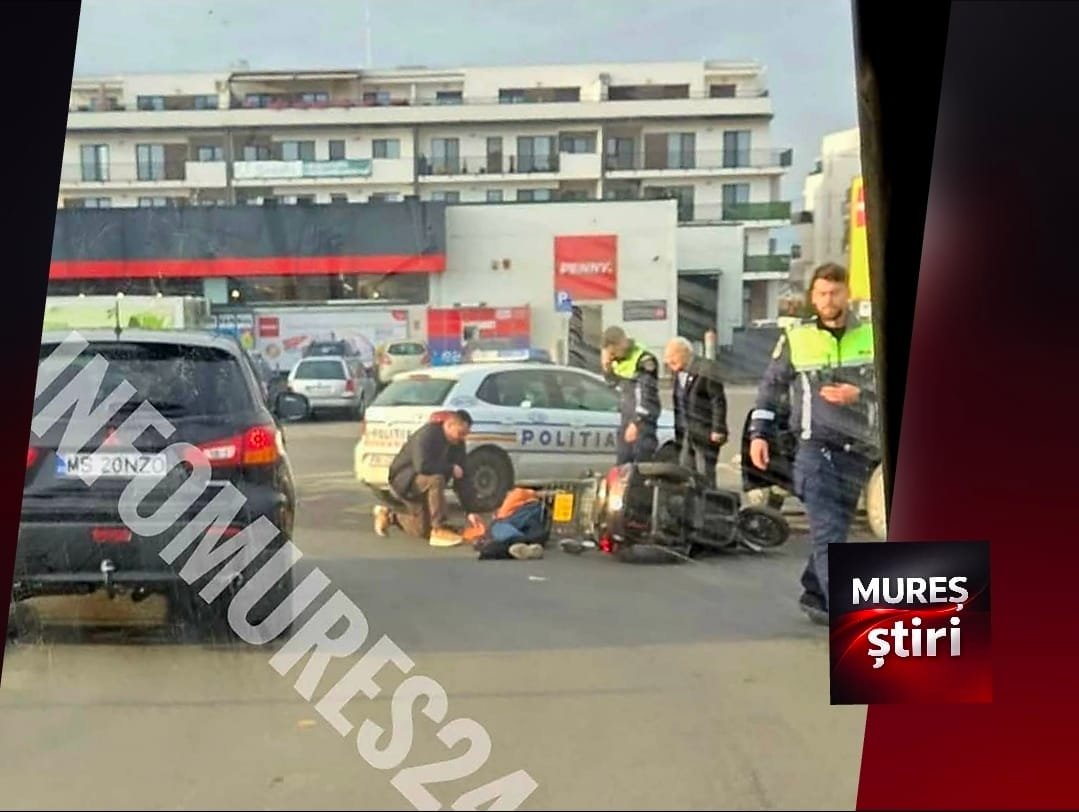 Târgu Mureș: accident cu un triciclu în cartierul Unirii, lângă Penny; trafic îngreunat în zonă