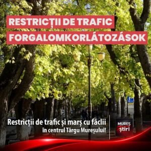 Târgu Mureș: restricții de trafic posibile vineri seară, din cauza unei procesiuni cu făclii în centru