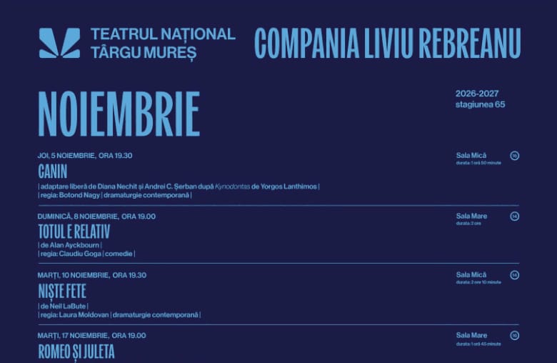 Târgu Mureș: Teatrul Național oferă o invitație dublă la un spectacol din noiembrie, printr-un concurs