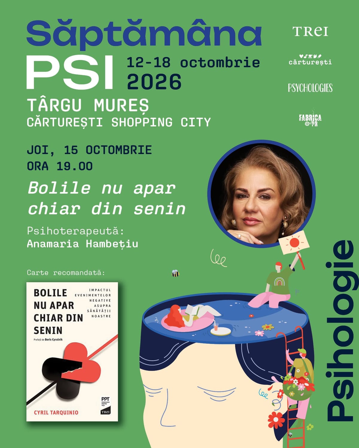 Târgu Mureș: trei seri despre relații, conflicte și sănătate emoțională, la Săptămâna PSI